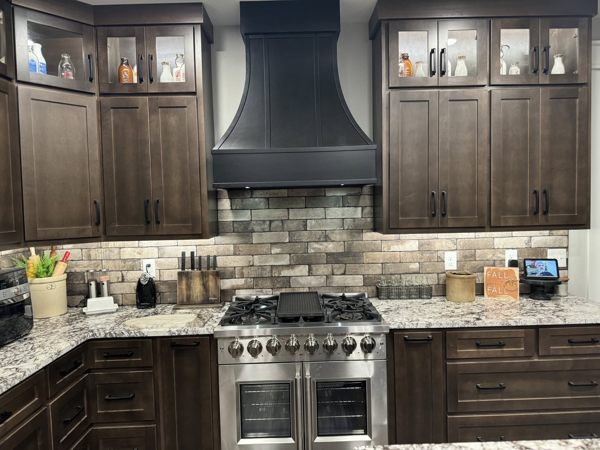 Full dark kitchen with island